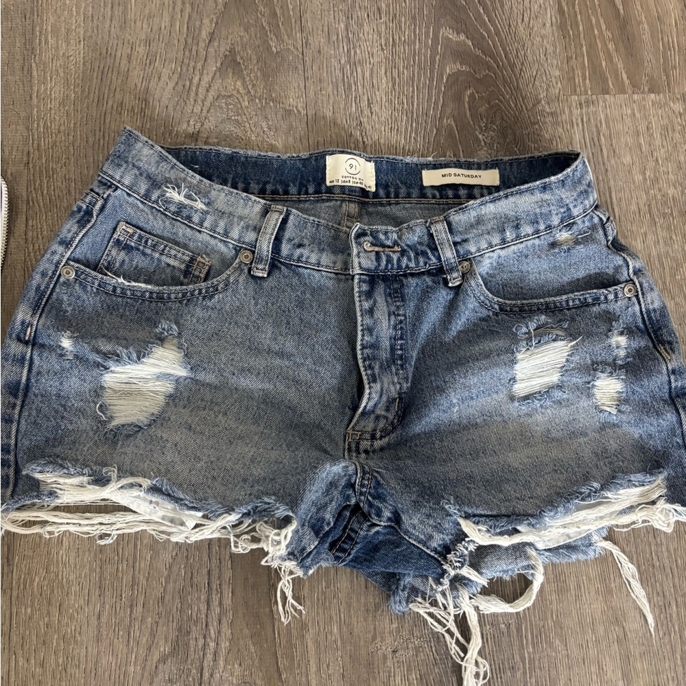 Cotton On Frayed Blue Jean Shorts